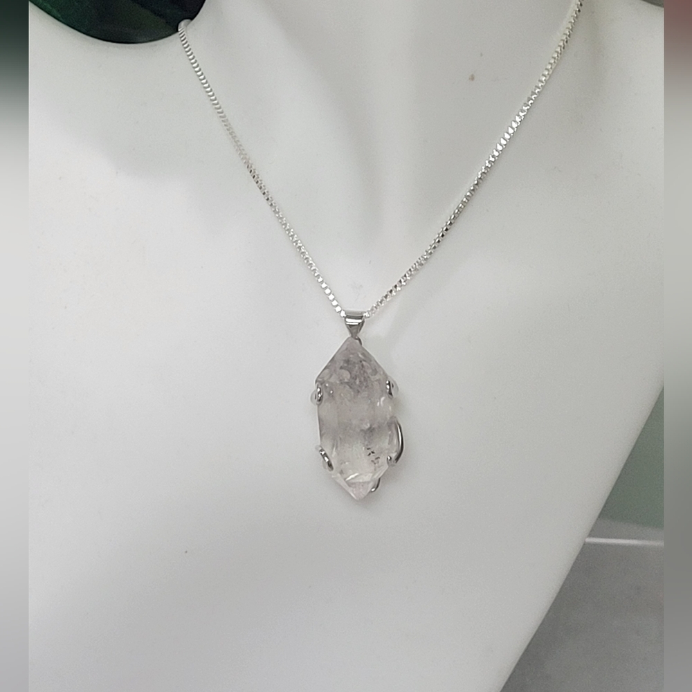 LARGE GENUINE Herkimer Diamond STERLING SILVER 925 NECKLACE - Picture 2 of 11